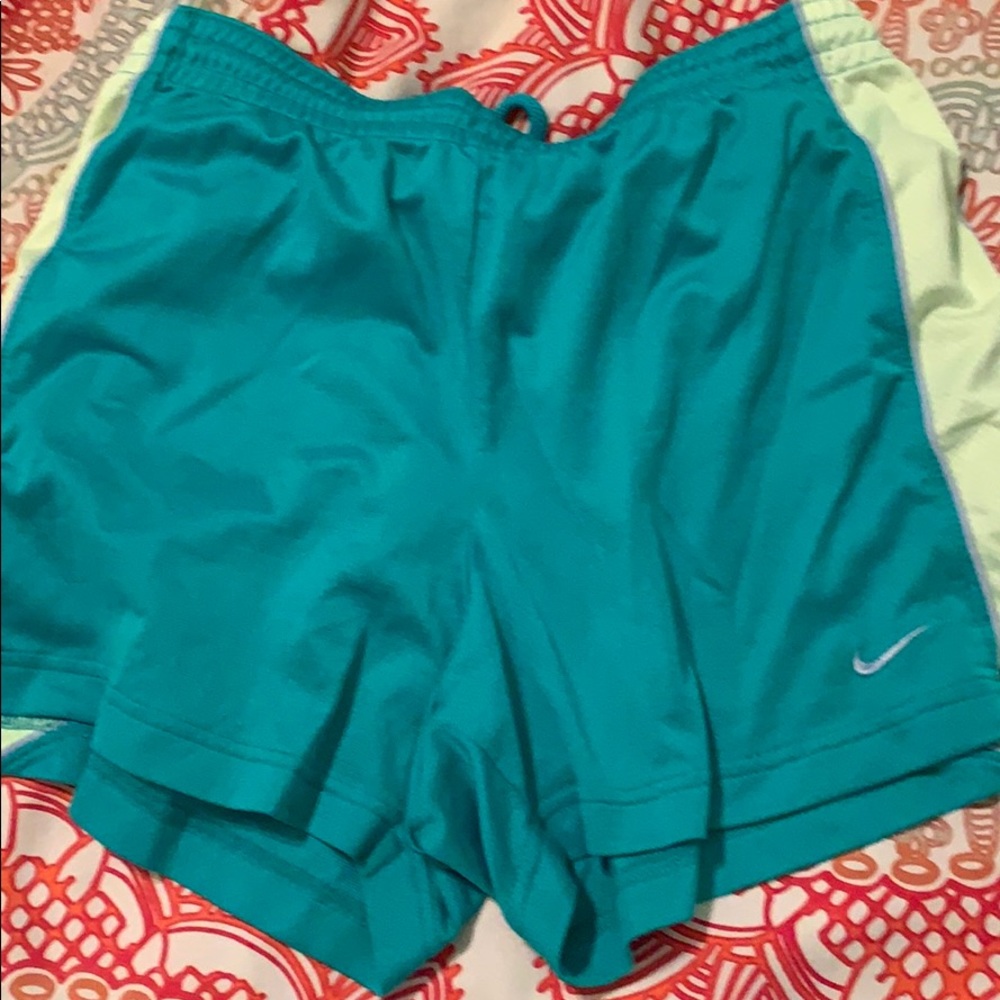 blue and yellow vintage nike shorts